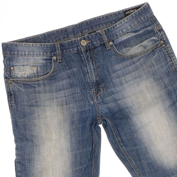 Buffalo David Bitton Six-X Shorts Mens W36 Measures W37 Distressed Blue Denim - Picture 6 of 9